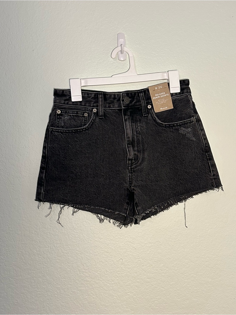 NWT Madewell Black Relaxed Denim Shorts Women's 26